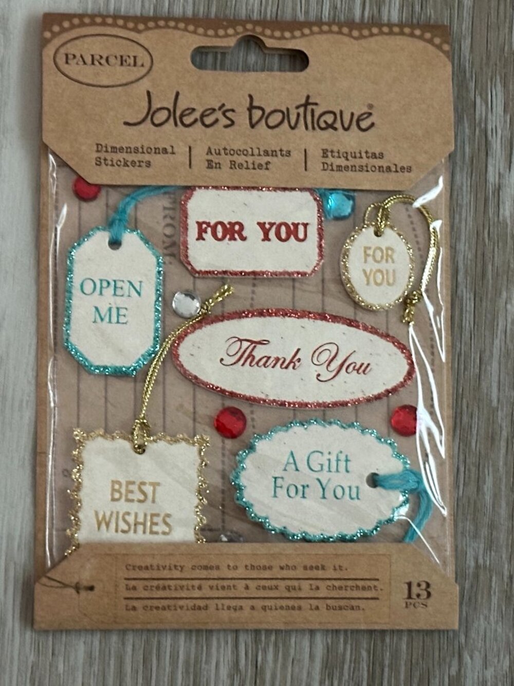 NWT Jolee's Boutique Dimensional Stickers Vintage Gift Tags Glitter Rhinestones